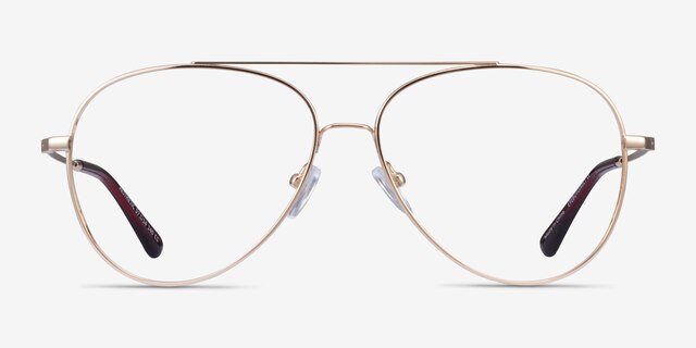 Aesthetic Gold MetalEyeglass Frames from EyeBuyDirect, Front View