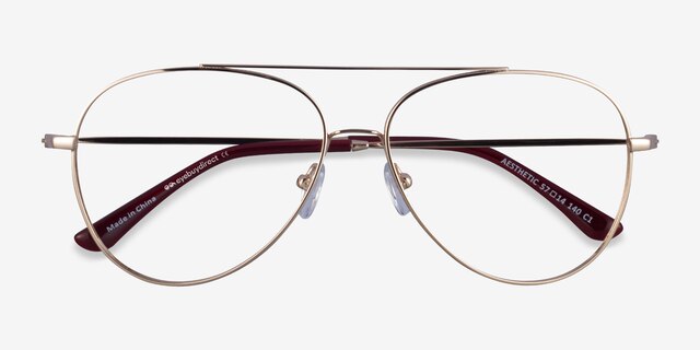 Aesthetic Gold MetalEyeglass Frames from EyeBuyDirect, Closed View