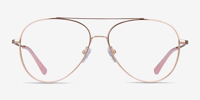 Aesthetic Rose Gold MetalEyeglass Frames from EyeBuyDirect, Front View