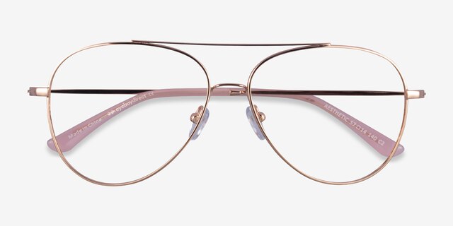 Aesthetic Rose Gold MetalEyeglass Frames from EyeBuyDirect, Closed View