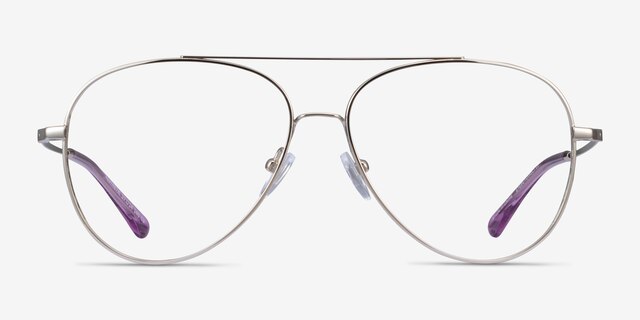 Aesthetic Silver MetalEyeglass Frames from EyeBuyDirect, Front View