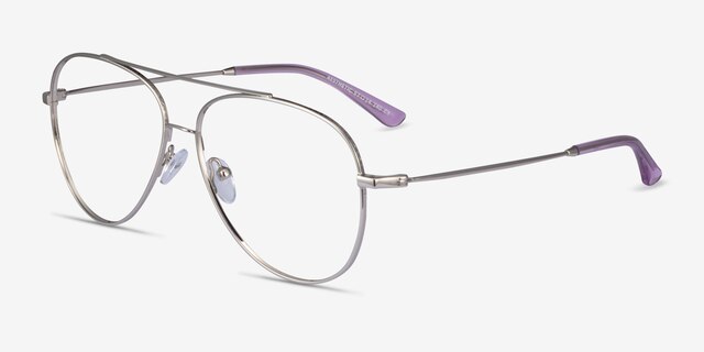 Aesthetic Silver MetalEyeglass Frames from EyeBuyDirect, Angle View