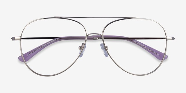 Aesthetic Silver MetalEyeglass Frames from EyeBuyDirect, Closed View