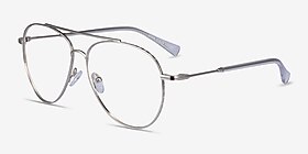 Jerrie Argenté Métal Montures de lunettes de vue d'EyeBuyDirect, Vue d'Angle