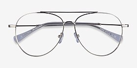 Jerrie Argenté Métal Montures de lunettes de vue d'EyeBuyDirect, Vue Rapprochée