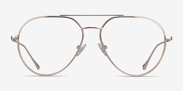 Telescope Light Gold MetalEyeglass Frames from EyeBuyDirect, Front View