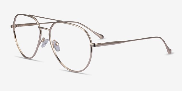 Telescope Light Gold MetalEyeglass Frames from EyeBuyDirect, Angle View