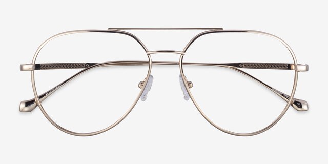 Telescope Light Gold MetalEyeglass Frames from EyeBuyDirect, Closed View