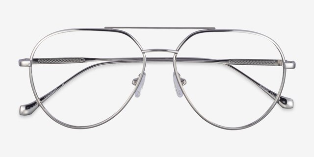 Telescope Silver MetalEyeglass Frames from EyeBuyDirect, Closed View