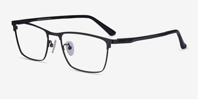 Joker Matte Gunmetal Clear Gray MetalEyeglass Frames from EyeBuyDirect, Angle View