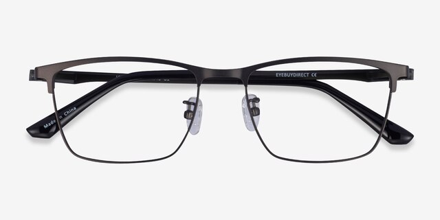 Joker Matte Gunmetal Clear Gray MetalEyeglass Frames from EyeBuyDirect, Closed View