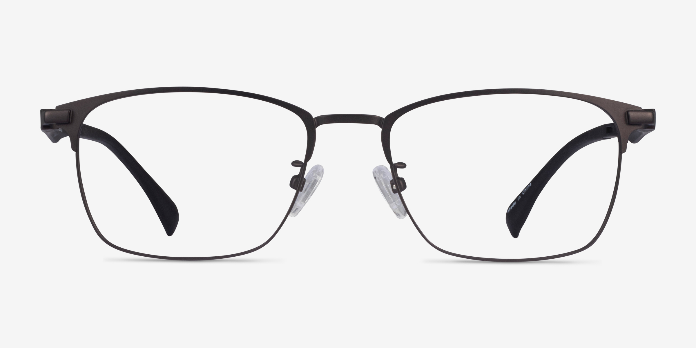Johnny Rectangle Matte Gunmetal Black Glasses for Men | Eyebuydirect