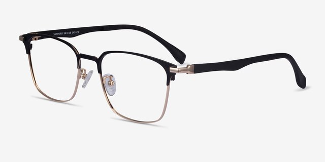 Sapporo Black Gold MetalEyeglass Frames from EyeBuyDirect, Angle View
