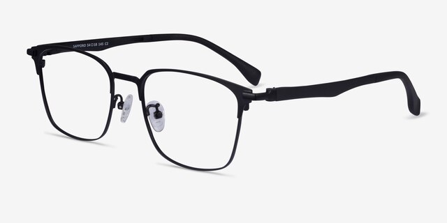 Sapporo Black MetalEyeglass Frames from EyeBuyDirect, Angle View