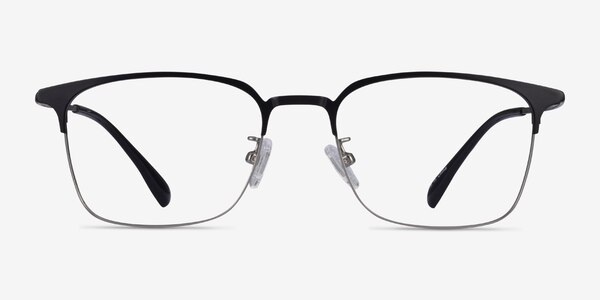 Below Black Silver Metal Eyeglass Frames
