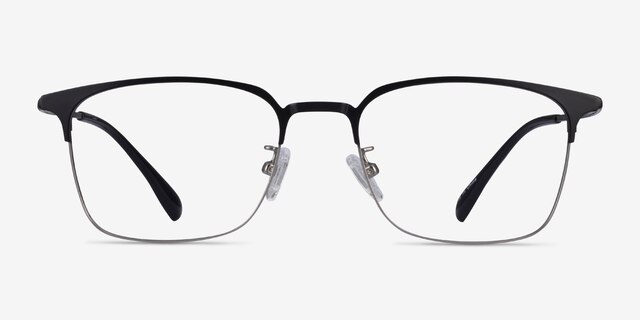 Below Black Silver MetalEyeglass Frames from EyeBuyDirect, Front View