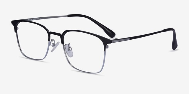 Below Black Silver MetalEyeglass Frames from EyeBuyDirect, Angle View