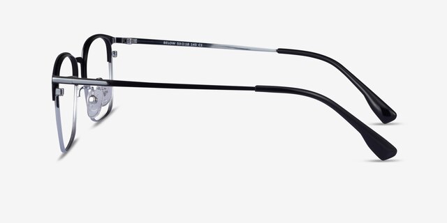 Below Black Silver MetalEyeglass Frames from EyeBuyDirect, Side View