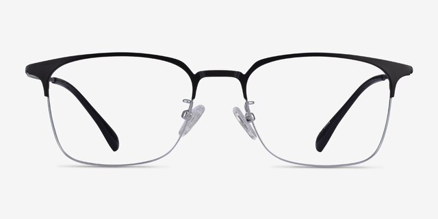 Below Black Gunmetal MetalEyeglass Frames from EyeBuyDirect, Front View