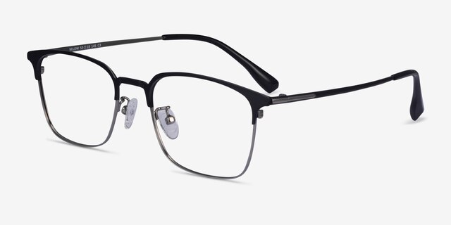 Below Black Gunmetal MetalEyeglass Frames from EyeBuyDirect, Angle View