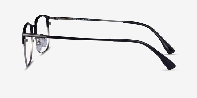 Below Black Gunmetal MetalEyeglass Frames from EyeBuyDirect, Side View