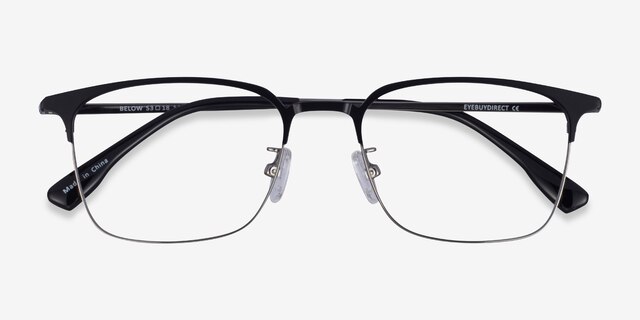 Below Black Gunmetal MetalEyeglass Frames from EyeBuyDirect, Closed View