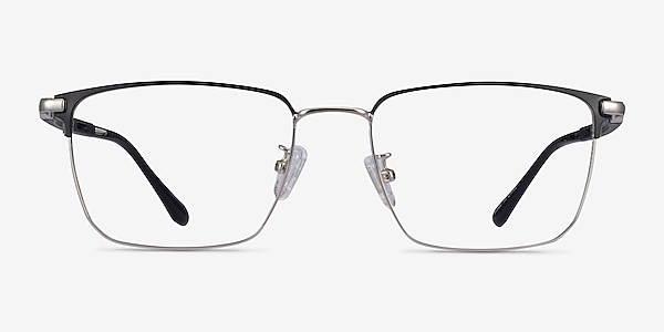 Abroad Black Silver Metal Eyeglass Frames