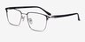 Abroad Black Silver MetalEyeglass Frames from EyeBuyDirect, Angle View