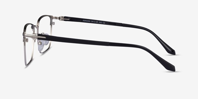 Abroad Black Silver MetalEyeglass Frames from EyeBuyDirect, Side View