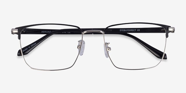 Abroad Black Silver MetalEyeglass Frames from EyeBuyDirect, Closed View