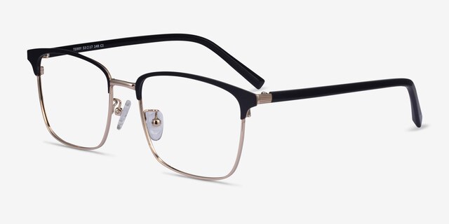 Terry Black Gold MétalMontures de lunettes de vue d'EyeBuyDirect, Vue d'Angle