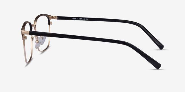 Terry Black Gold MétalMontures de lunettes de vue d'EyeBuyDirect, Vue de Côté