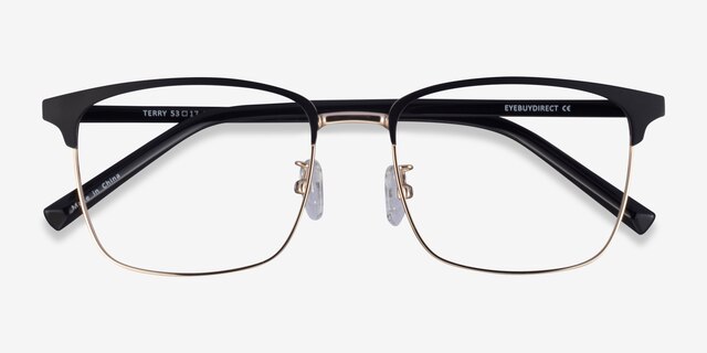 Terry Black Gold MétalMontures de lunettes de vue d'EyeBuyDirect, Vue Rapprochée
