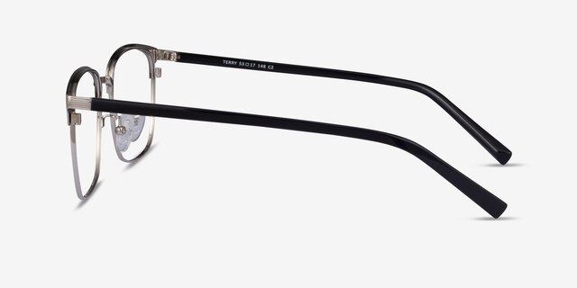 Terry Black Silver MétalMontures de lunettes de vue d'EyeBuyDirect, Vue de Côté