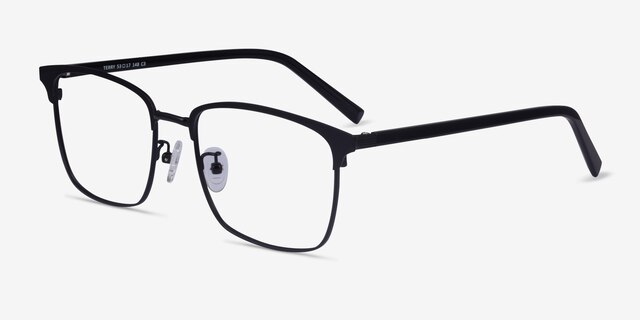 Terry Noir MétalMontures de lunettes de vue d'EyeBuyDirect, Vue d'Angle