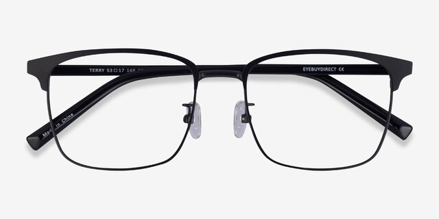 Terry Noir MétalMontures de lunettes de vue d'EyeBuyDirect, Vue Rapprochée