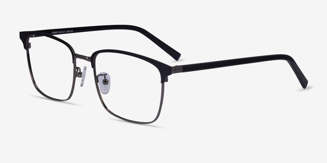 Terry Black Gunmetal MetalEyeglass Frames from EyeBuyDirect, Angle View