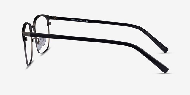 Terry Black Gunmetal MetalEyeglass Frames from EyeBuyDirect, Side View