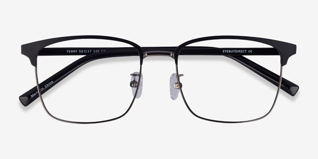 Terry Black Gunmetal MetalEyeglass Frames from EyeBuyDirect, Closed View