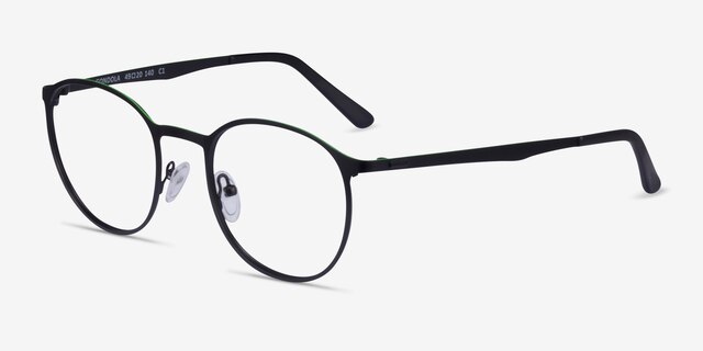 Gondola Matte Black Green MetalEyeglass Frames from EyeBuyDirect, Angle View