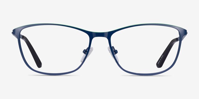 Lucas Navy Green MetalEyeglass Frames from EyeBuyDirect, Front View
