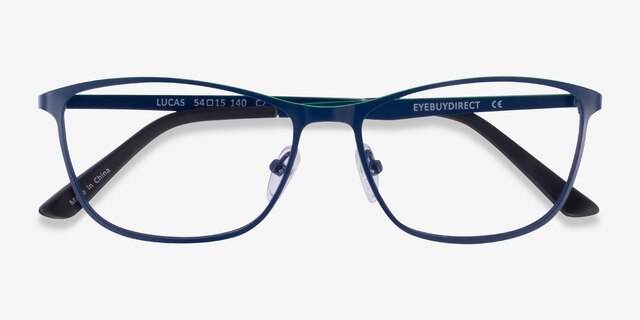 Lucas Navy Green MetalEyeglass Frames from EyeBuyDirect, Closed View