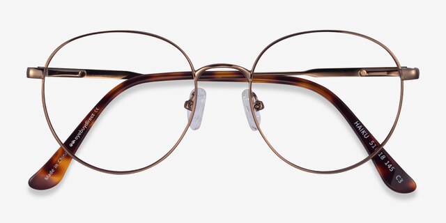 Haiku Bronze MetalEyeglass Frames from EyeBuyDirect, Closed View