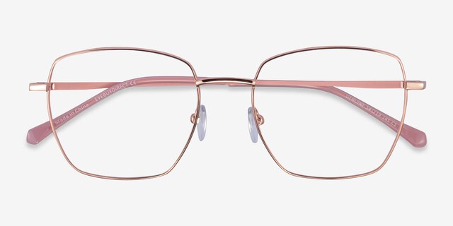 Genuine Rose Gold Pink MetalEyeglass Frames from EyeBuyDirect, Closed View