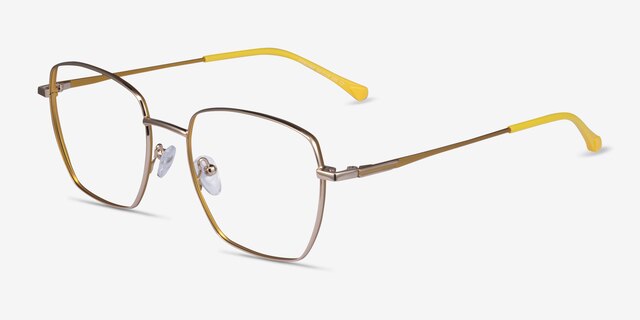 Genuine Gold Yellow MetalEyeglass Frames from EyeBuyDirect, Angle View