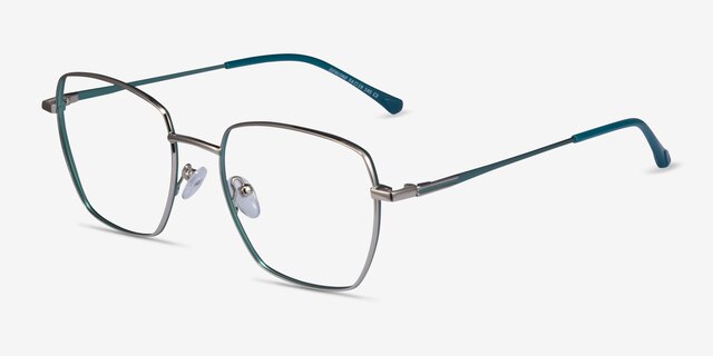 Genuine Silver Green MétalMontures de lunettes de vue d'EyeBuyDirect, Vue d'Angle