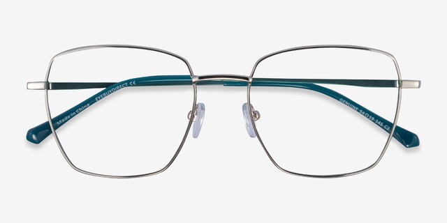 Genuine Silver Green MétalMontures de lunettes de vue d'EyeBuyDirect, Vue Rapprochée