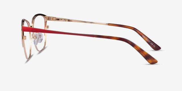 Ines Burgundy Gold MetalEyeglass Frames from EyeBuyDirect, Side View
