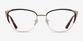 Ines Black Gold Métal Montures de lunettes de vue d'EyeBuyDirect, Vue de Face
