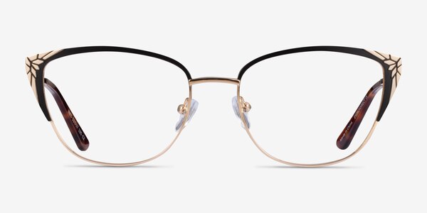 Ines Black Gold Metal Eyeglass Frames